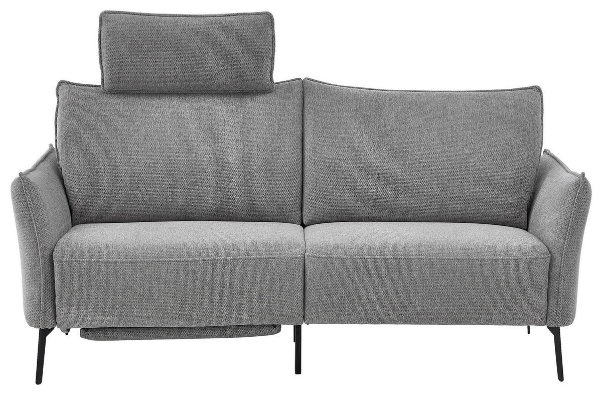 3-SITZER-SOFA  in Chenille Grau Modern  - Schwarz/Grau, KONVENTIONELL, Textil/Metall (184/90/92cm) - Elegando