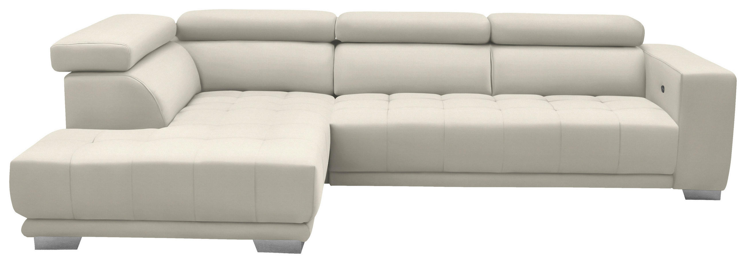 ECKSOFA in Mikrofaser Weiss  - Chromfarben/Weiss, Design, Textil/Metall (207/301cm) - Xora