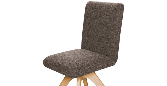 STUHL  Sitzfläche 360° drehbar Webstoff  - Eichefarben/Braun, KONVENTIONELL, Holz/Textil (47/89/60cm) - Linea Natura