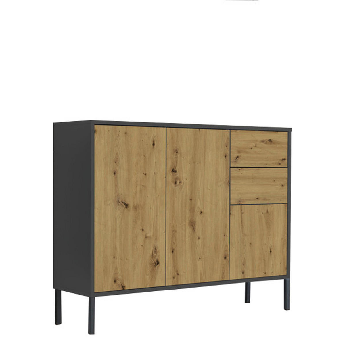 SIDEBOARD  in 263,5/86/33 cm  - Anthrazit/Eiche Artisan, MODERN, Holzwerkstoff/Metall (263,5/86/33cm) - MID.YOU
