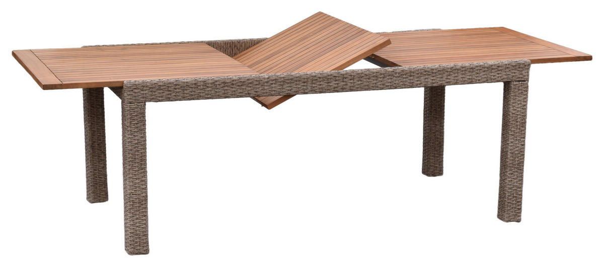 GARTENTISCH 180/100/76 cm Holz, Metall, Kunststoff rechteckig  - Beige, MODERN, Holz/Kunststoff (180/100/76cm) - Gardenson