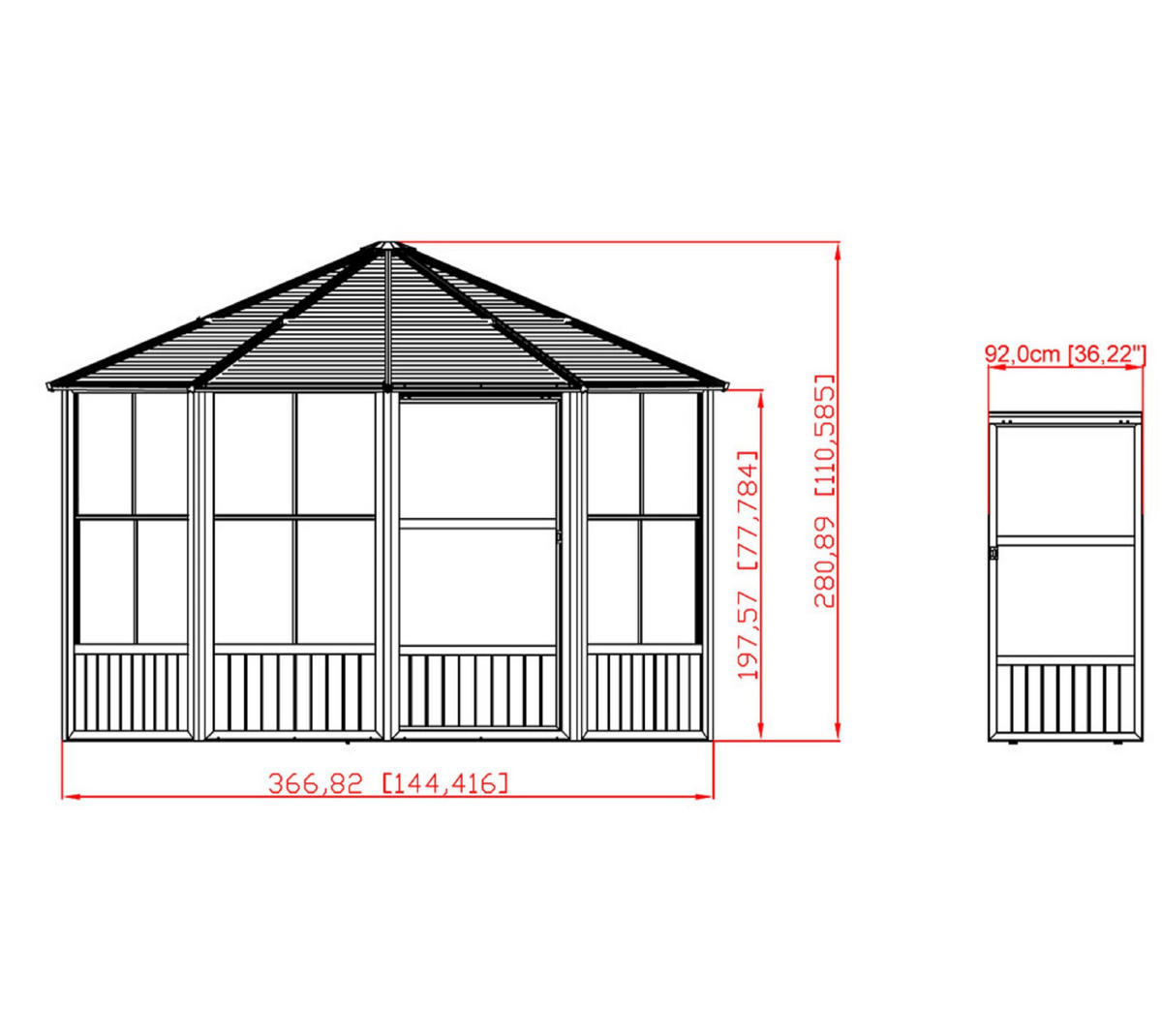 PAVILLON 384/281/384 cm   - Anthrazit, Basics, Metall (384/281/384cm)