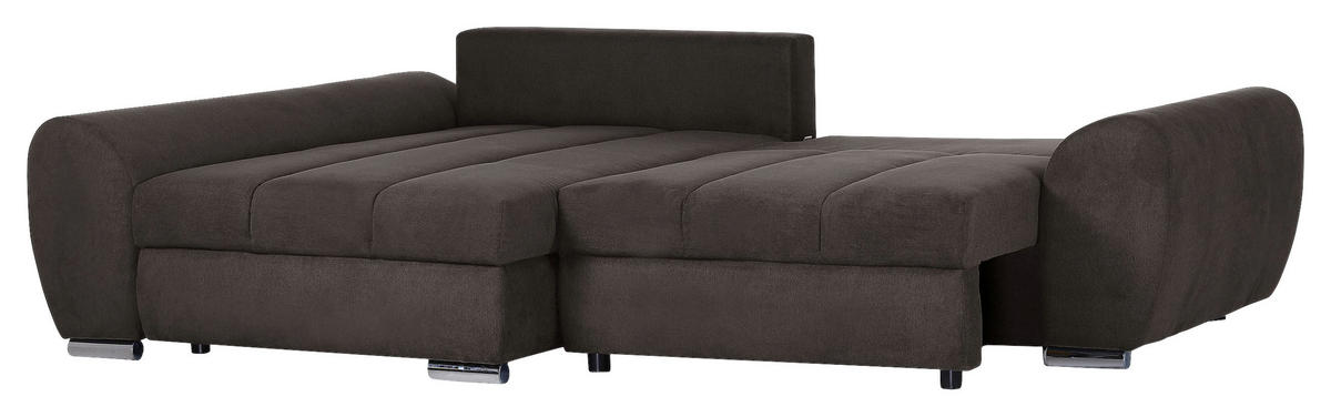 ECKSOFA in Flachgewebe Schlammfarben  - Chromfarben/Hellbraun, Konventionell, Textil/Metall (175/270cm) - MID.YOU