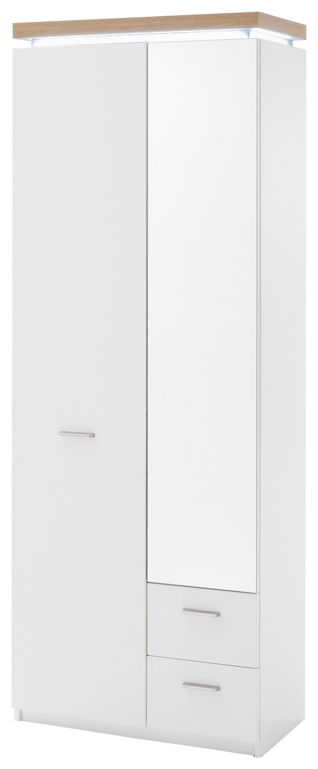 GARDEROBENSCHRANK  in 75/201/38 cm  - Eichefarben/Weiß, Natur, Glas/Holzwerkstoff (75/201/38cm)