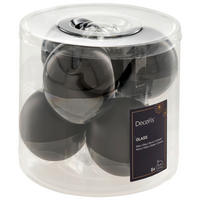 CHRISTBAUMKUGEL-SET 8 cm 6-teilig  - Schwarz, KONVENTIONELL, Glas (8cm)