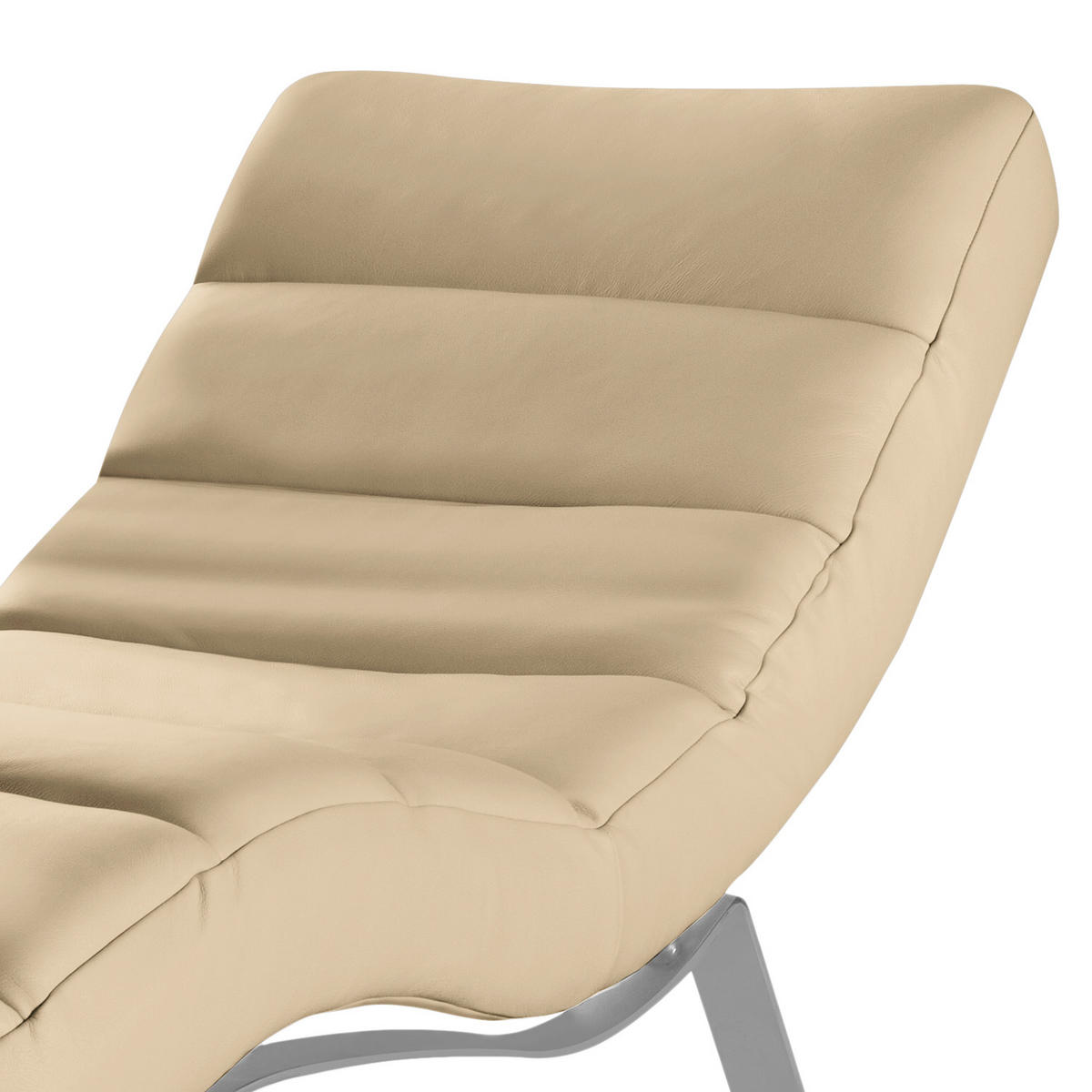 RELAXLIEGE Echtleder Beige  - Beige/Silberfarben, Design, Leder/Metall (65/65-95/171cm) - Livetastic