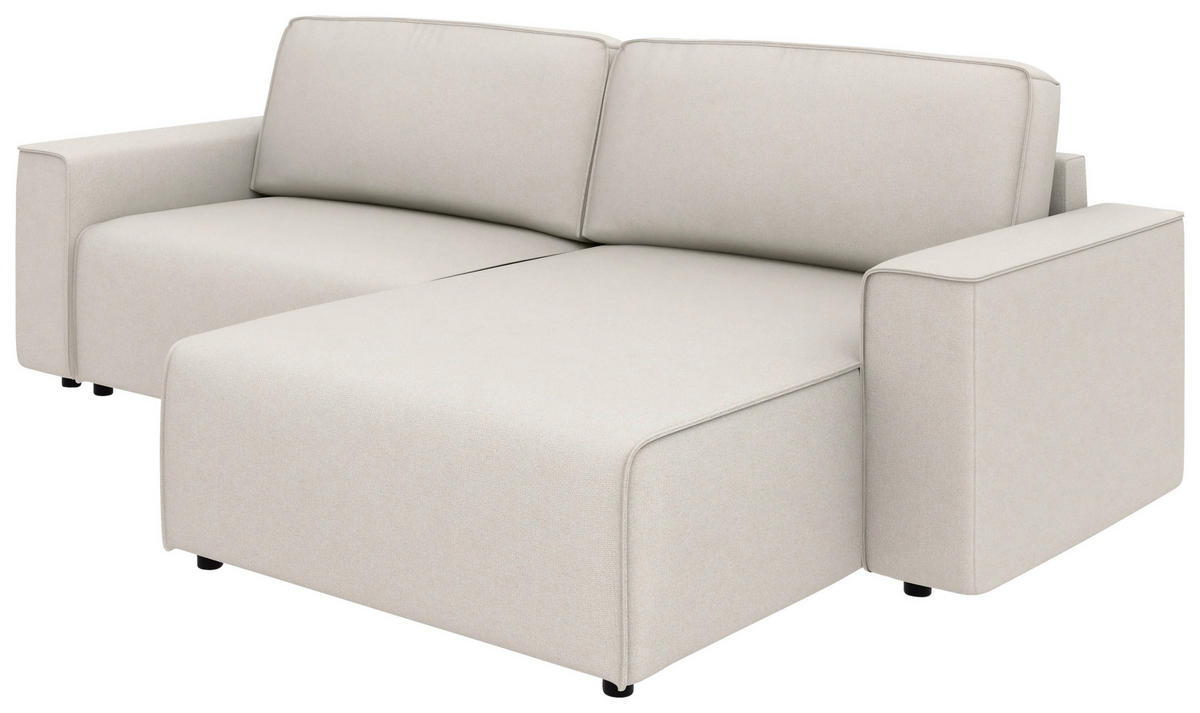 ECKSOFA in Struktur Sandfarben  - Sandfarben/Schwarz, Modern, Kunststoff/Textil (265/164cm) - Trendmanufaktur