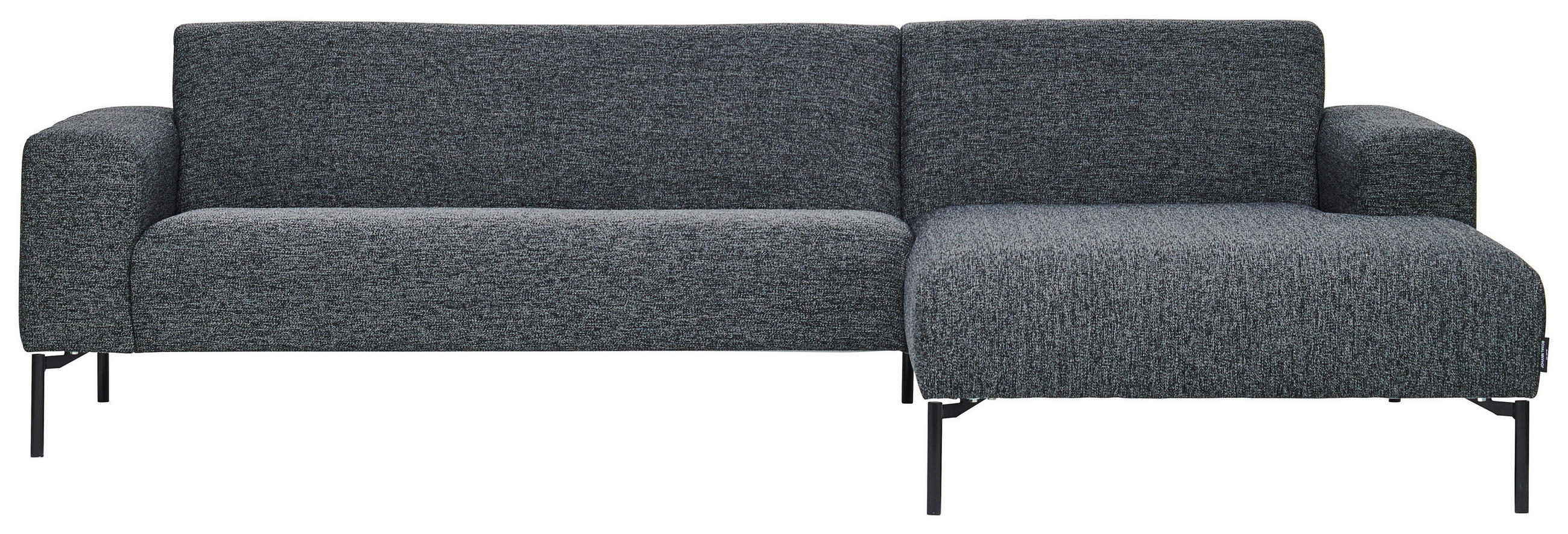 ECKSOFA Paul in Flachgewebe Anthrazit  264/168 cm  - Anthrazit/Schwarz, Design, Textil/Metall (264/168cm) - Johann Jakob