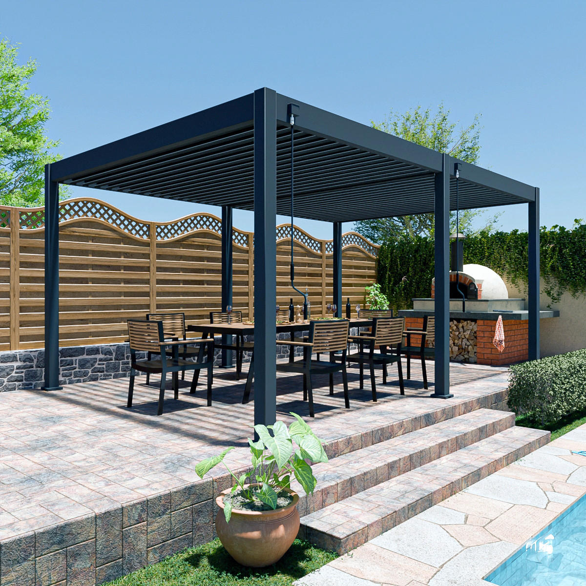 PERGOLA 300/600/255 cm   - Graphitfarben, Basics, Metall (300/600/255cm) - Gardenson
