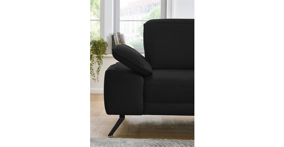 ECKSOFA in Echtleder Schwarz  - Schwarz, Design, Leder/Metall (332/193cm) - Dieter Knoll