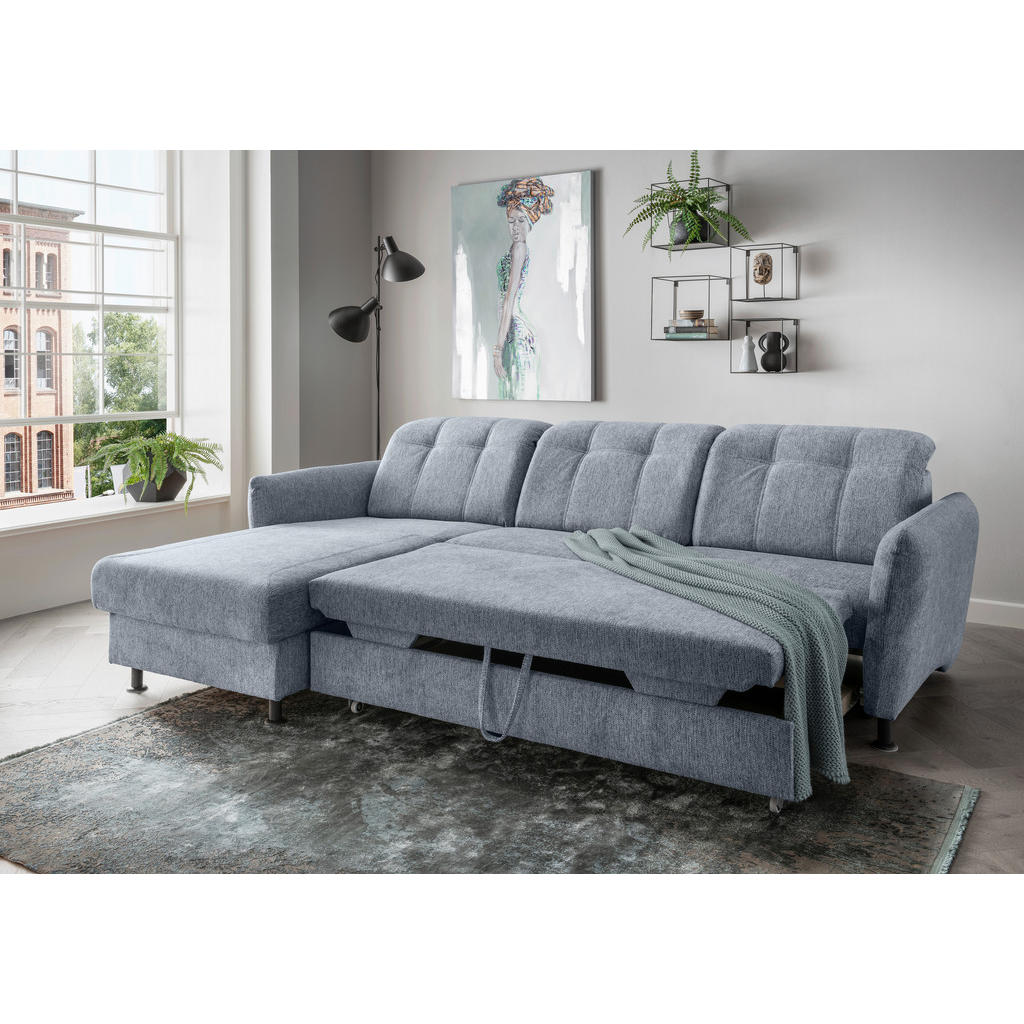 Thumbnail - Livetastic Ecksofa, Hellblau, Textil, Uni, 4-Sitzer, L-Form, 267x184 cm, Made in EU, Liegefunktion, seitenverkehrt erhäl...