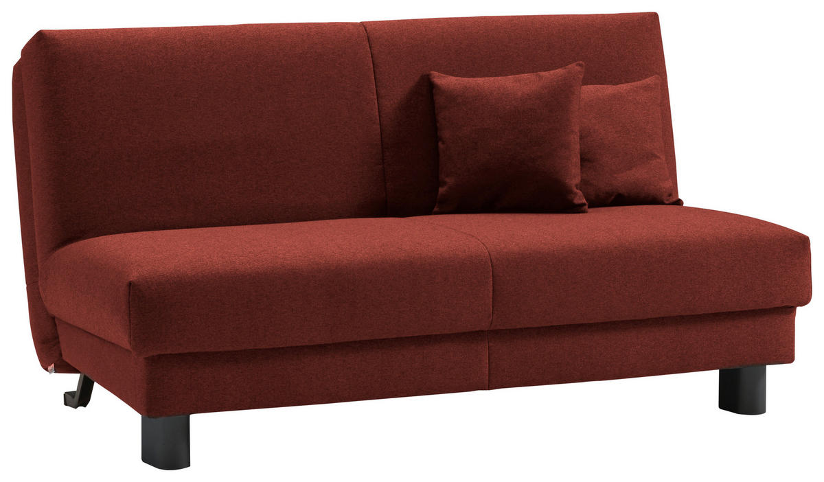 SCHLAFSOFA mit Relaxfunktion  mit Typenauswahl, Fußauswahl, Stoffauswahl, Liegefunktion Flachgewebe Rot  - Rot/Schwarz, Design, Textil/Metall (160/85/100cm) - Carryhome