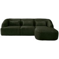 ECKSOFA Dunkelgrün Struktur  - Dunkelgrün/Schwarz, MODERN, Kunststoff/Textil (256/160cm) - Livetastic