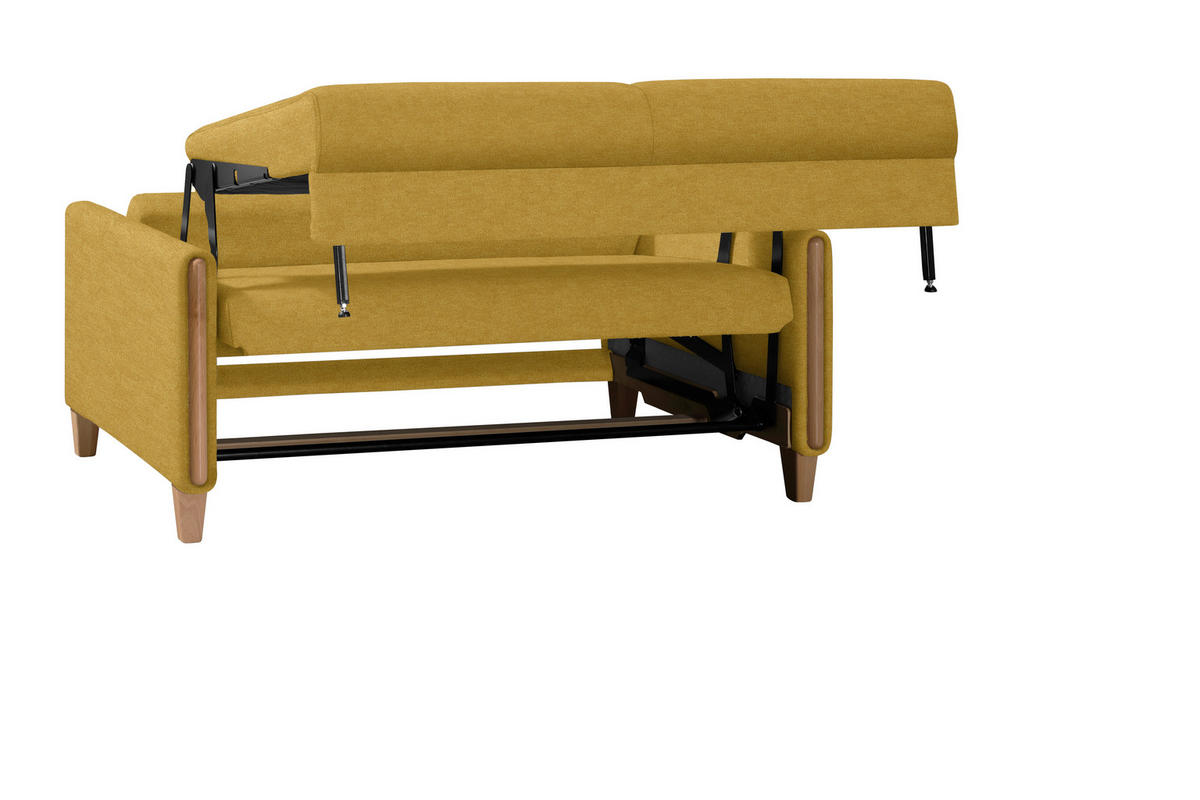 SCHLAFSOFA in Holz, Textil Buchefarben, Currygelb  - Currygelb/Buchefarben, Design, Holz/Textil (174/88/104cm) - Niels Andersson