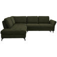 ECKSOFA Olivgrün Struktur  - Schwarz/Olivgrün, Natur, Textil/Metall (233/288cm) - Valnatura