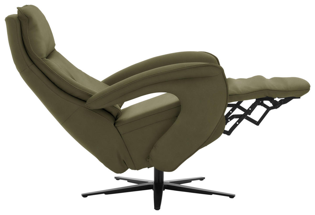 RELAXSESSEL in Leder Grün  - Schwarz/Grün, Design, Leder/Metall (77/110/87cm) - Valdera