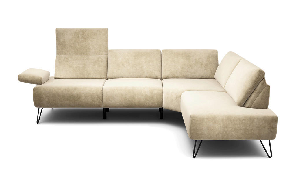 ECKSOFA Cosy Naturfarben Samt  - Schwarz/Naturfarben, Design, Textil/Metall (248-263/193cm) - SENSOO