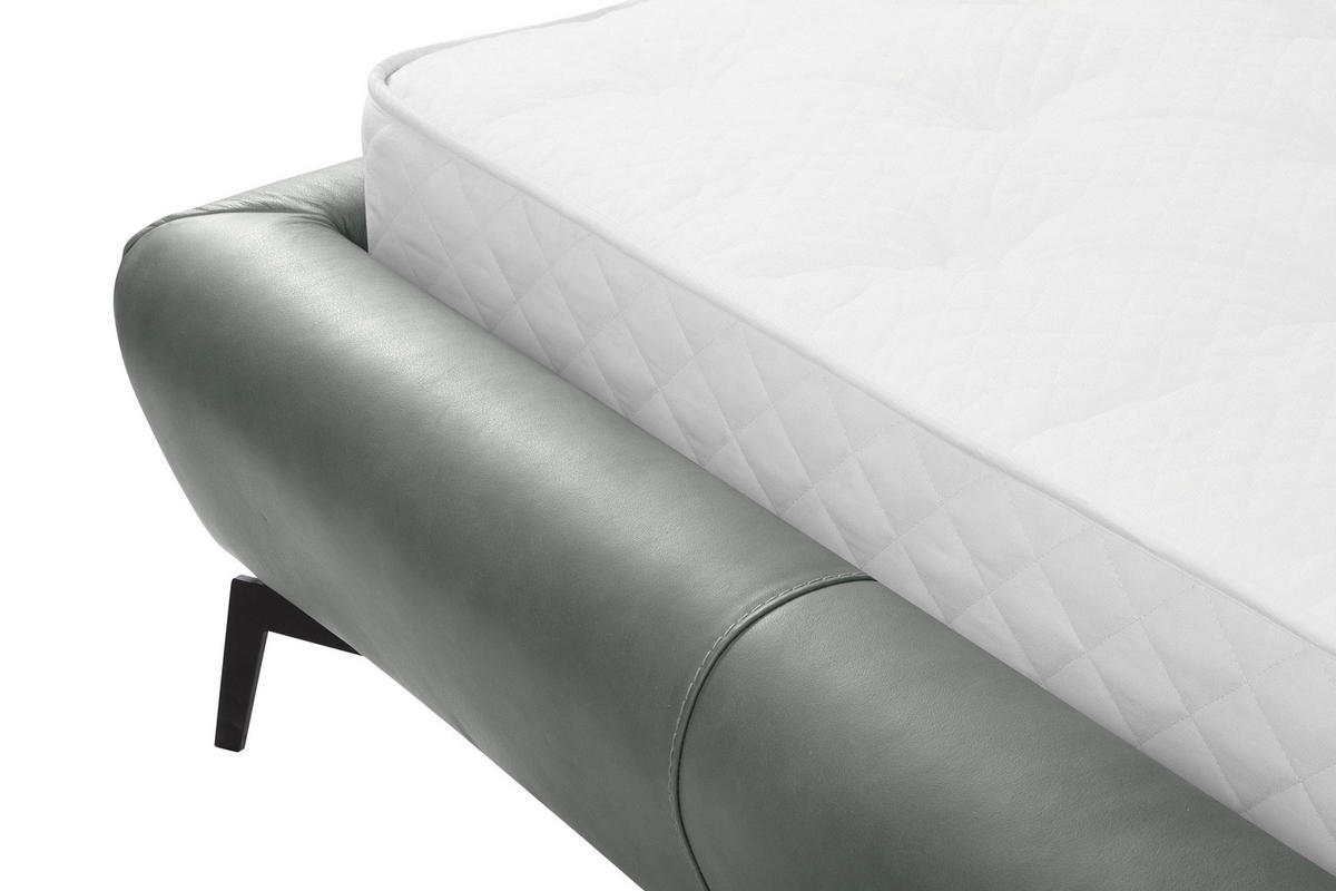 POLSTERBETT gepolstertes Kopfteil Grau 180/200 cm  - Schwarz/Grau, Design, Leder/Metall (180/200cm) - Esposa