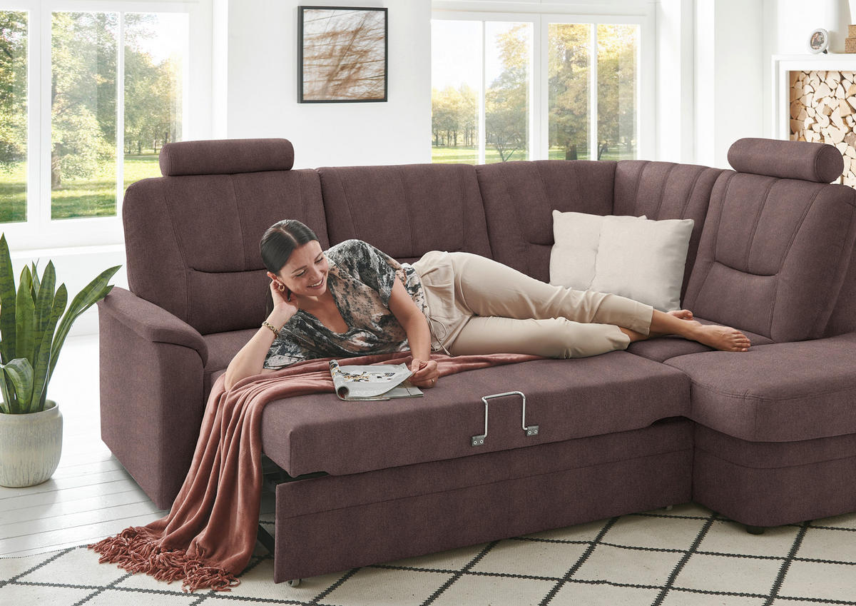 ECKSOFA Chenille Braun  - Schwarz/Braun, Konventionell, Kunststoff/Textil (235/185cm) - Beldomo Comfort