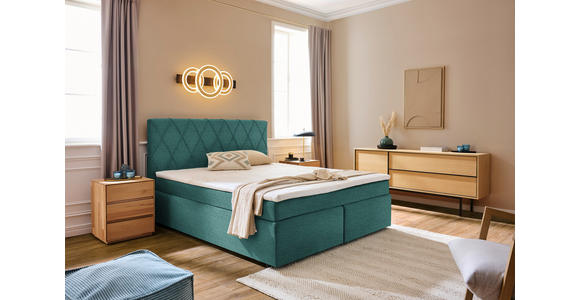 BOXSPRINGBETT 160/200 cm  in Petrol  - Petrol/Schwarz, Design, Holzwerkstoff/Kunststoff (160/200cm) - Xora