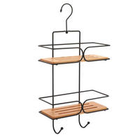 POLICA ZA TUŠ KABINU  drvo, metal  - boja hrasta/crna, Osnovno, drvo/metal (11/50/25cm) - Homeware
