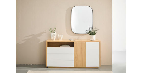 SIDEBOARD  in 162/82/40 cm  - Eichefarben/Weiß Hochglanz, KONVENTIONELL, Holzwerkstoff (162/82/40cm) - Xora
