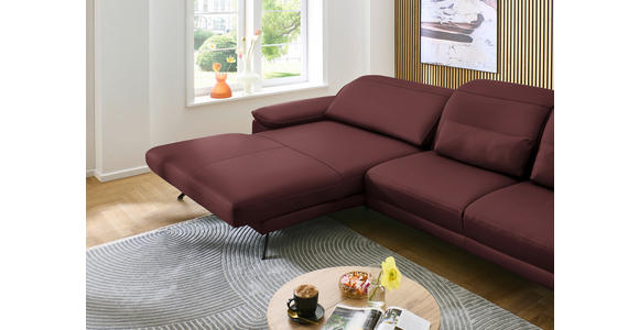 ECKSOFA in Echtleder Brombeere 193/332 cm - Brombeere/Schwarz, Design, Leder/Metall (193/332cm) - Dieter Knoll