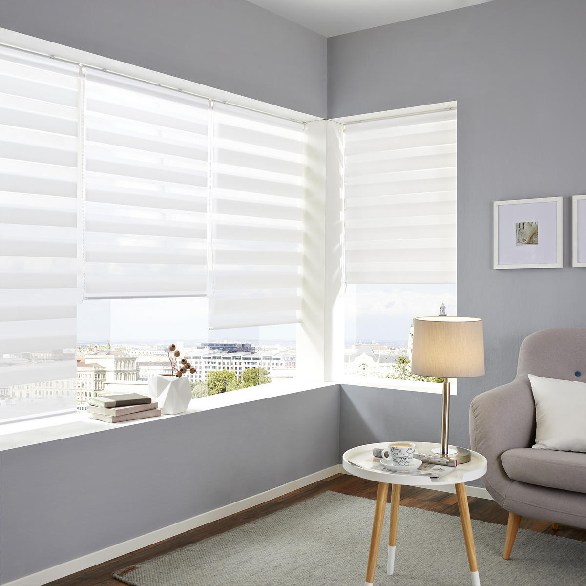 DOPPELROLLO - Weiss, Design, Textil (80/160cm) - Homeware