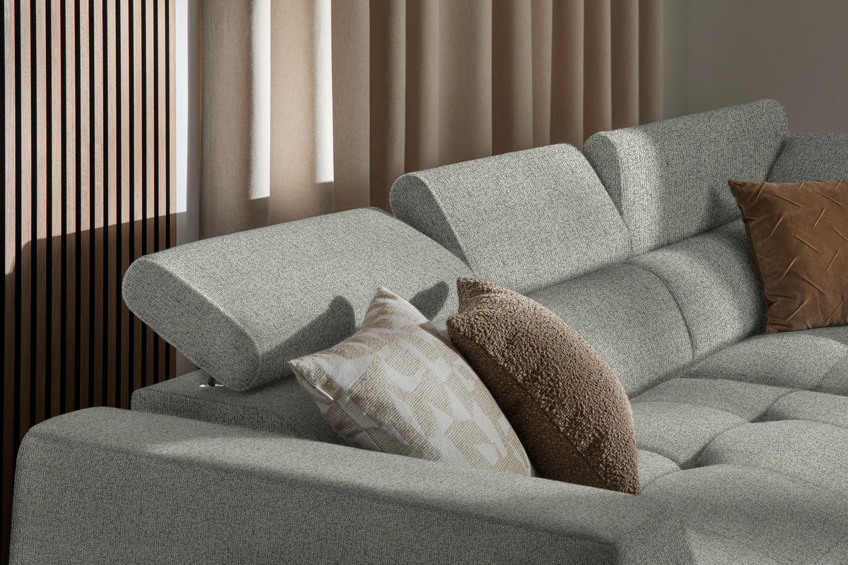 ECKSOFA in Struktur Greige  284/205 cm  - Greige/Schwarz, Design, Kunststoff/Textil (284/205cm) - Xora