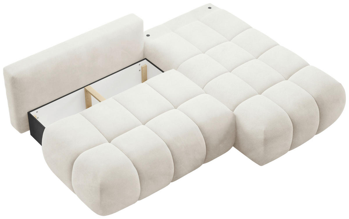 ECKSOFA TARANTO Beige Webstoff  - Beige/Schwarz, Design, Kunststoff/Textil (172/225cm) - Livetastic