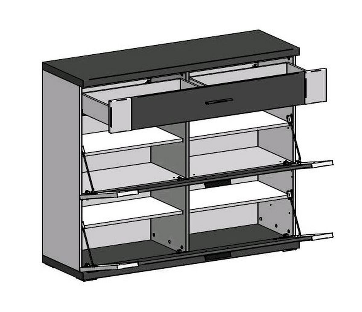SCHUHSCHRANK  in 129/108/42 cm  - Chromfarben/Graphitfarben, Design, Holzwerkstoff/Metall (129/108/42cm) - Xora