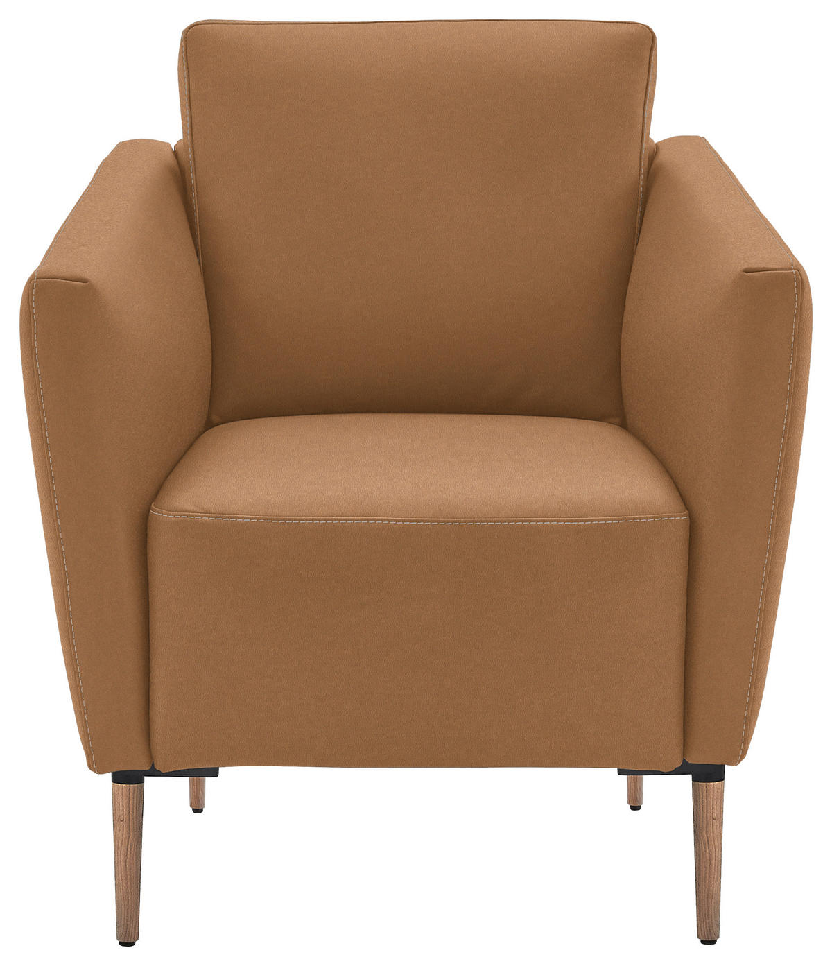 SESSEL Echtleder Haselnussfarben  - Eichefarben/Beige, Natur, Leder/Holz (75/84/76cm) - Valnatura