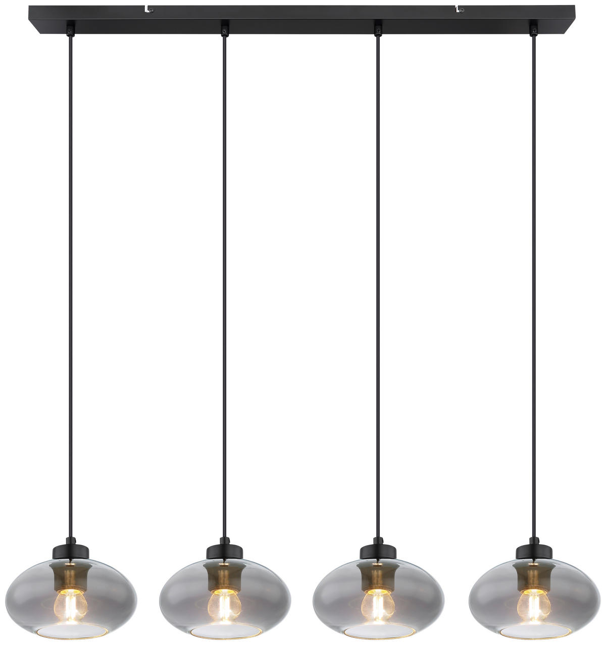 HÄNGELEUCHTE 96/18/120 cm    - Schwarz, Design, Glas/Metall (96/18/120cm) - Novel