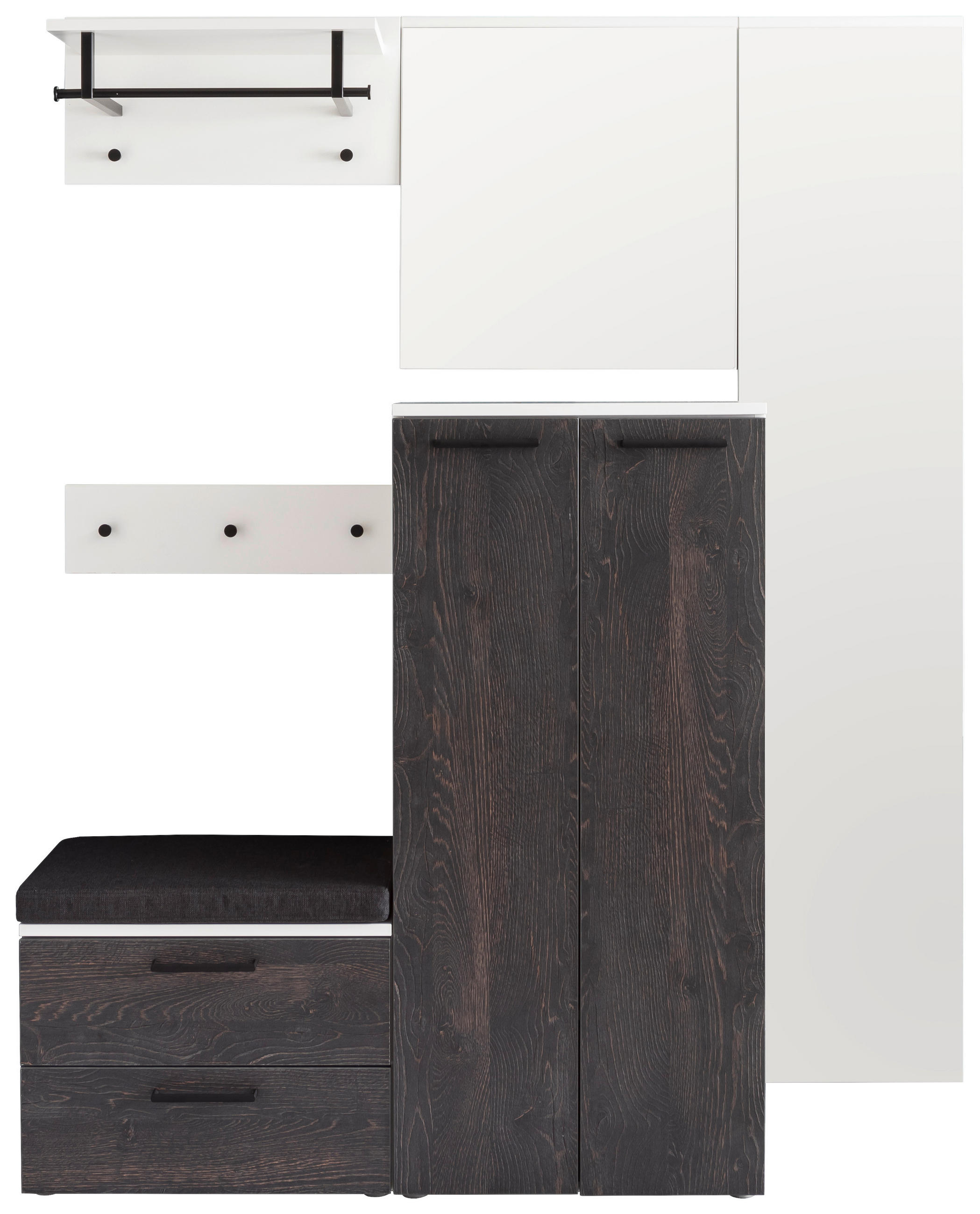 GARDEROBE 7-teilig  in 160/190/38 cm  - Eichefarben/Weiß, KONVENTIONELL, Holzwerkstoff (160/190/38cm) - Moderano