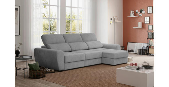 ECKSOFA Grau Mikrofaser Bettkasten, Schlaffunktion, Rücken echt, Liegefläche im Originalstoff  - Schwarz/Grau, KONVENTIONELL, Kunststoff/Textil (285/177cm) - Carryhome