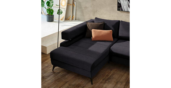 ECKSOFA in Chenille Schwarz  - Schwarz, KONVENTIONELL, Textil/Metall (184/265cm) - Hom`in