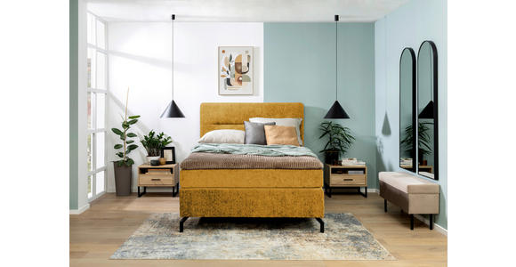 BOXSPRINGBETT 140/200 cm in Currygelb - Currygelb/Schwarz, Design, Textil/Metall (140/200cm) - Esposa