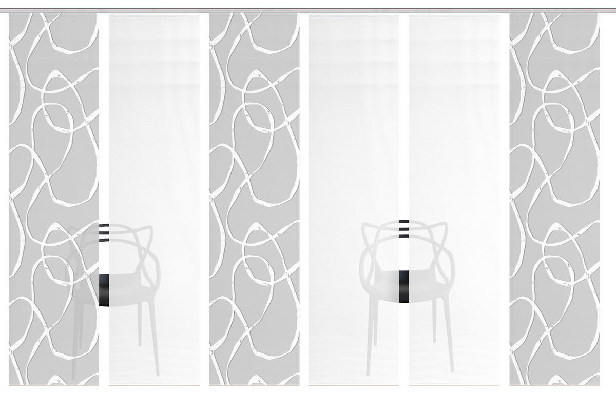 FLÄCHENVORHANG  6 Stück  blickdicht  60/260 cm   - Hellgrau/Weiß, KONVENTIONELL, Textil (60/260cm)
