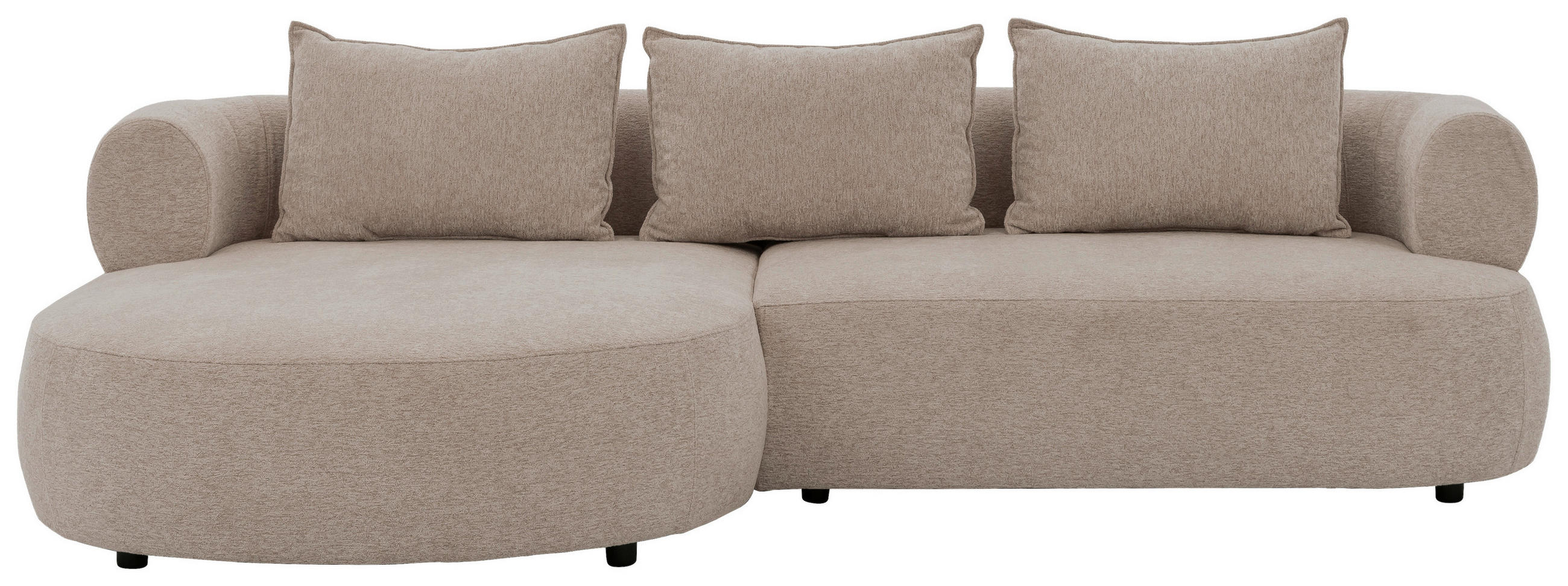 ECKSOFA FERRO Hellbraun Chenille  - Hellbraun/Schwarz, Design, Kunststoff/Textil (156/256cm) - Livetastic