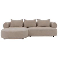 ECKSOFA FERRO Hellbraun Chenille  - Hellbraun/Schwarz, Design, Kunststoff/Textil (156/256cm) - Livetastic