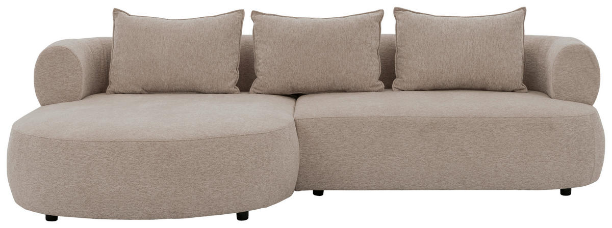 ECKSOFA FERRO Hellbraun Chenille  - Hellbraun/Schwarz, Design, Kunststoff/Textil (156/256cm) - Livetastic