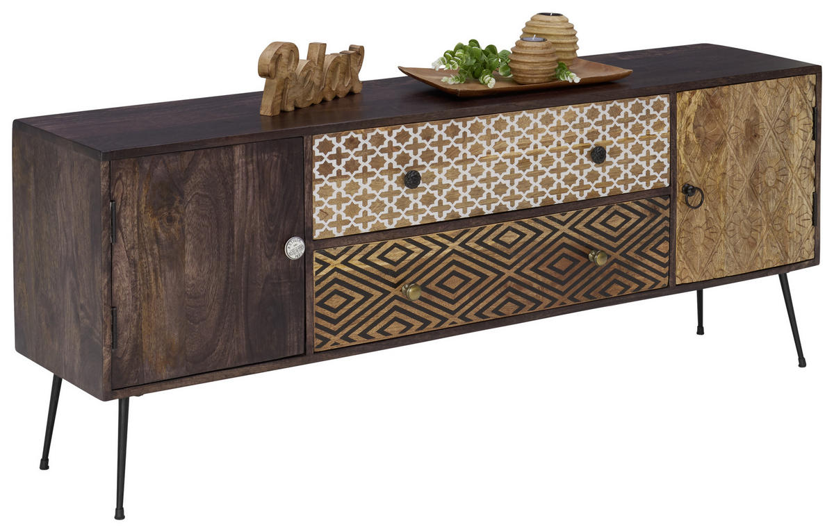 COMODĂ JOASĂ 157/60/35 cm  - maro/alb, Lifestyle, metal/lemn (157/60/35cm) - Landscape
