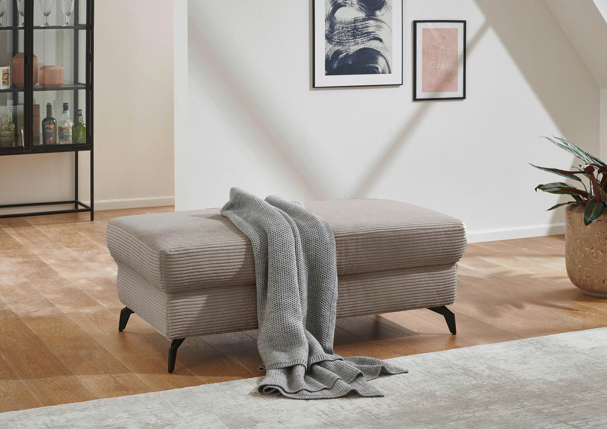HOCKER in Textil Taupe  - Taupe/Schwarz, Konventionell, Textil/Metall (121/45/67cm) - Sit & More