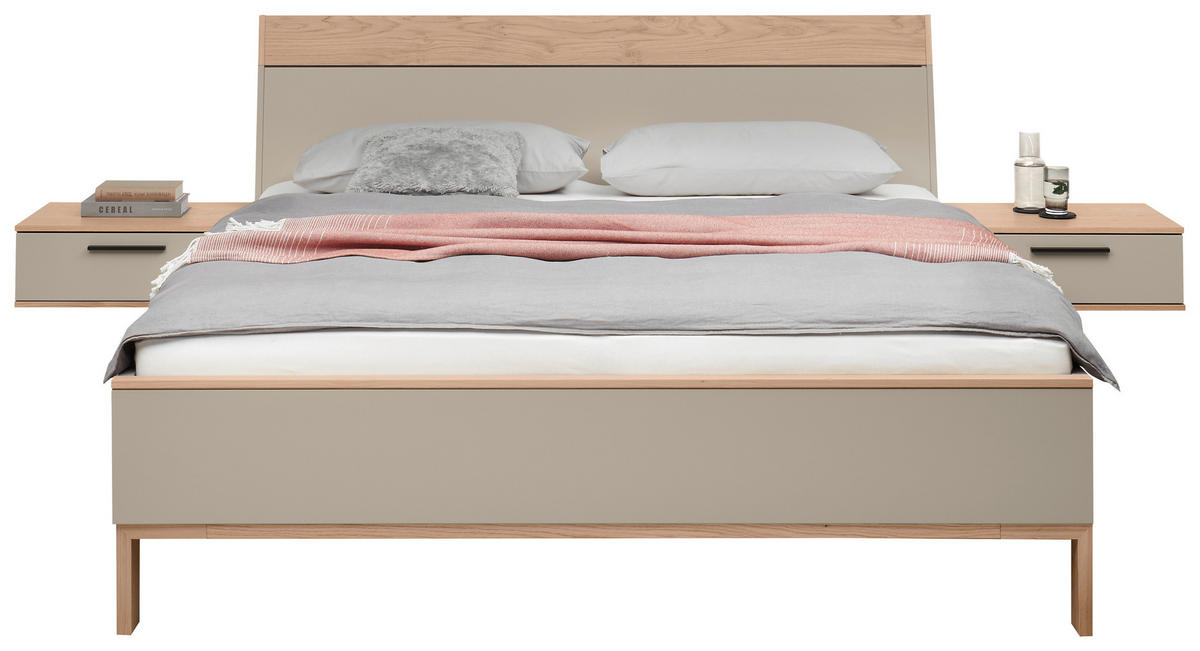 BETTANLAGE - Taupe/Eiche Bianco, Design, Holz (180/200cm) - Dieter Knoll