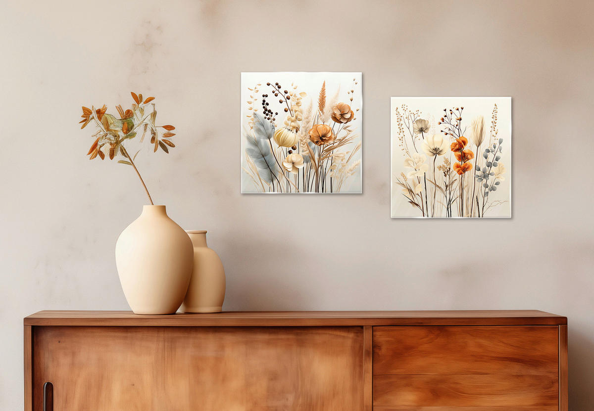 GLASBILD Blumen  - Naturfarben, Natur, Glas (20/40/1,40cm) - Euroart