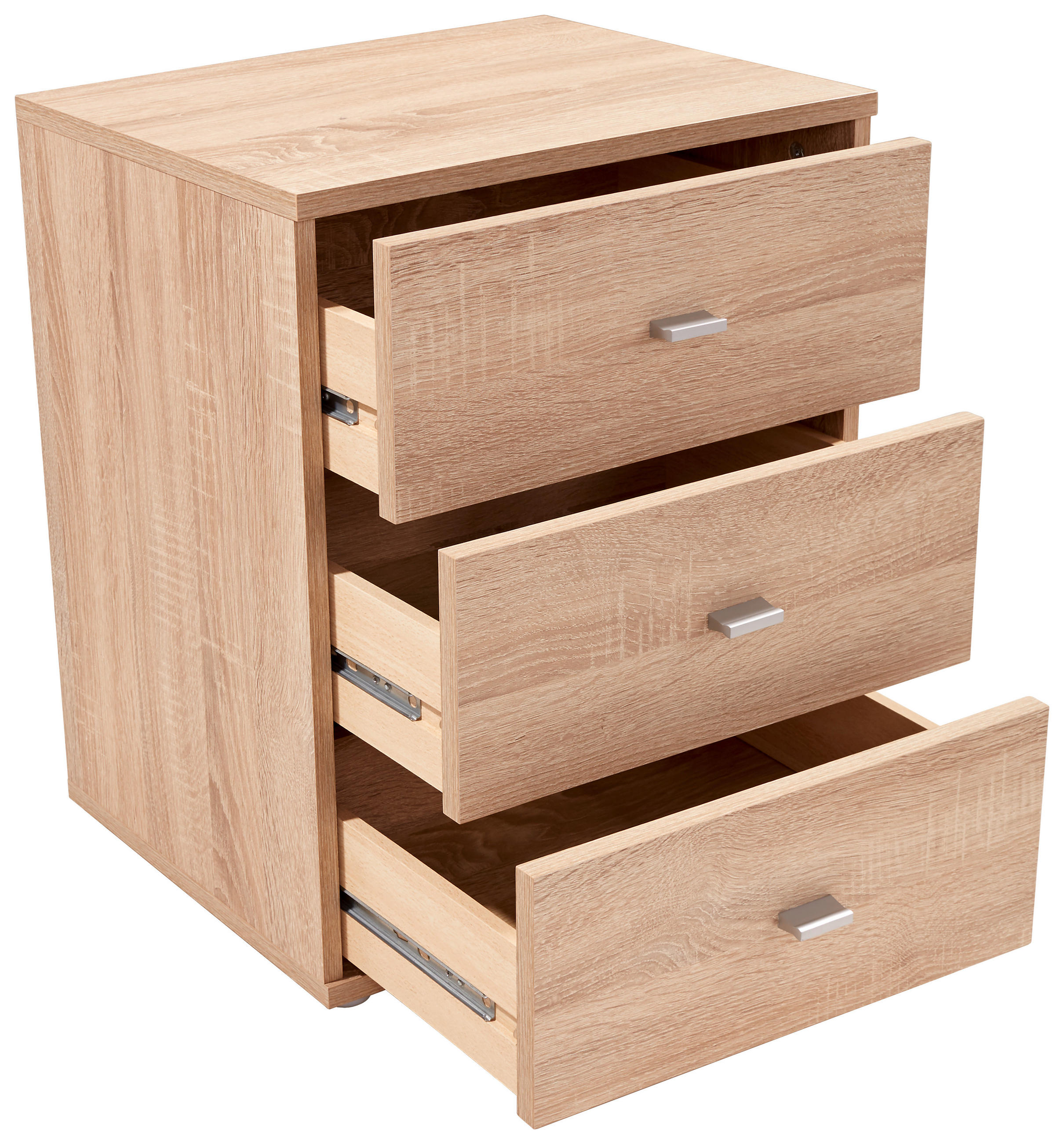 NACHTSCHRANK 50/54,8/34,6 cm  - Chromfarben/Eichefarben, KONVENTIONELL, Holzwerkstoff/Kunststoff (50/54,8/34,6cm)