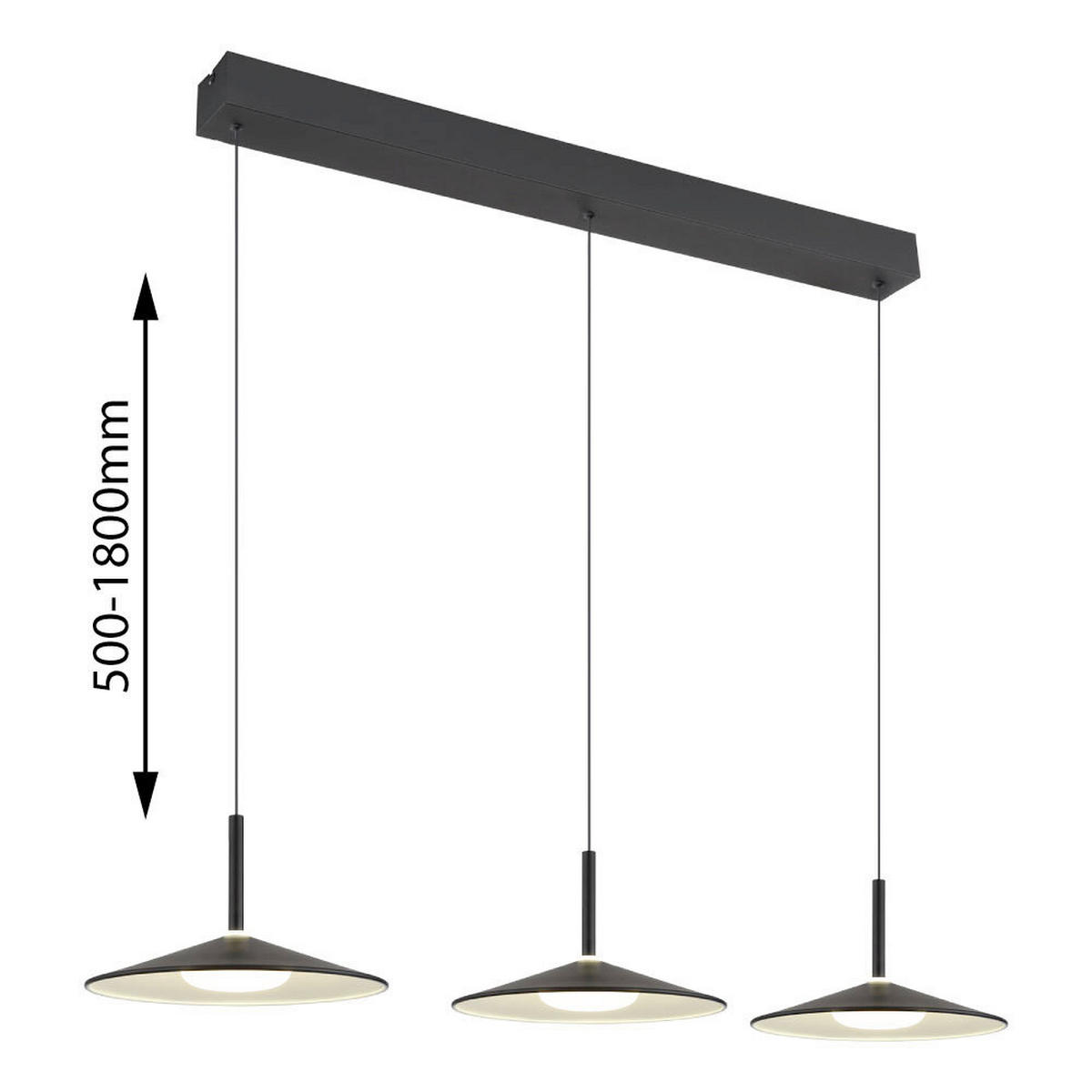 LED-HÄNGELEUCHTE LAMPONE 95/25/180 cm   - Schwarz/Weiß, Design, Kunststoff/Metall (95/25/180cm) - Globo