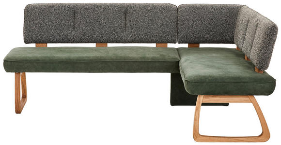ECKBANK 208/155 cm  in Grün, Dunkelgrün  - Dunkelgrün/Grün, KONVENTIONELL, Holz/Textil (208/155cm) - Venda