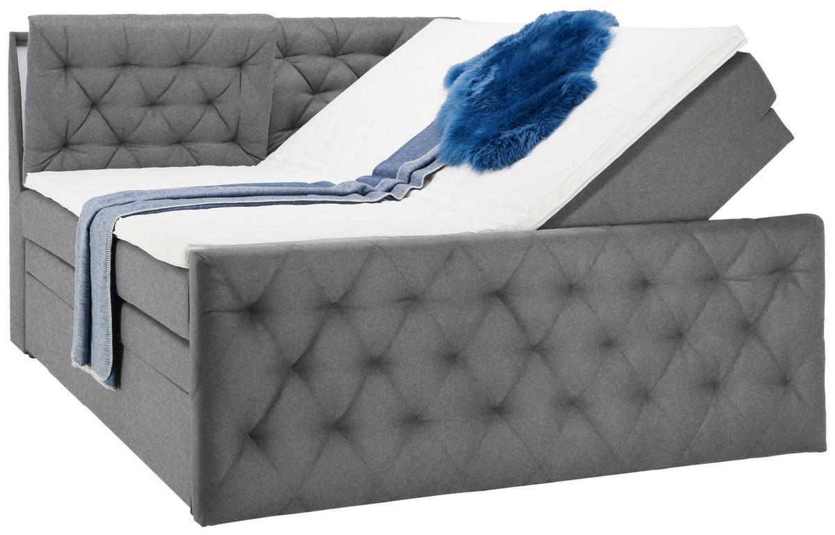 BOXSPRINGBETT 180/200 cm  in Grau  - Schwarz/Grau, KONVENTIONELL, Kunststoff/Textil (180/200cm) - Carryhome