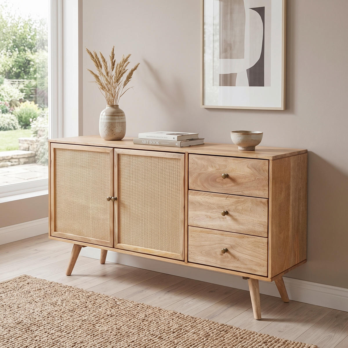 SIDEBOARD  140/75/40 cm 3 Schublade(n)  - Goldfarben/Braun, Design, Holz/Metall (140/75/40cm) - MID.YOU